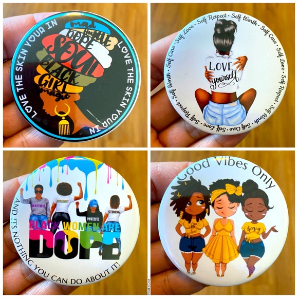 SJB Custom 4 Piece Bundle Round Button Pins Size 2.25” - Picture 1 of 6